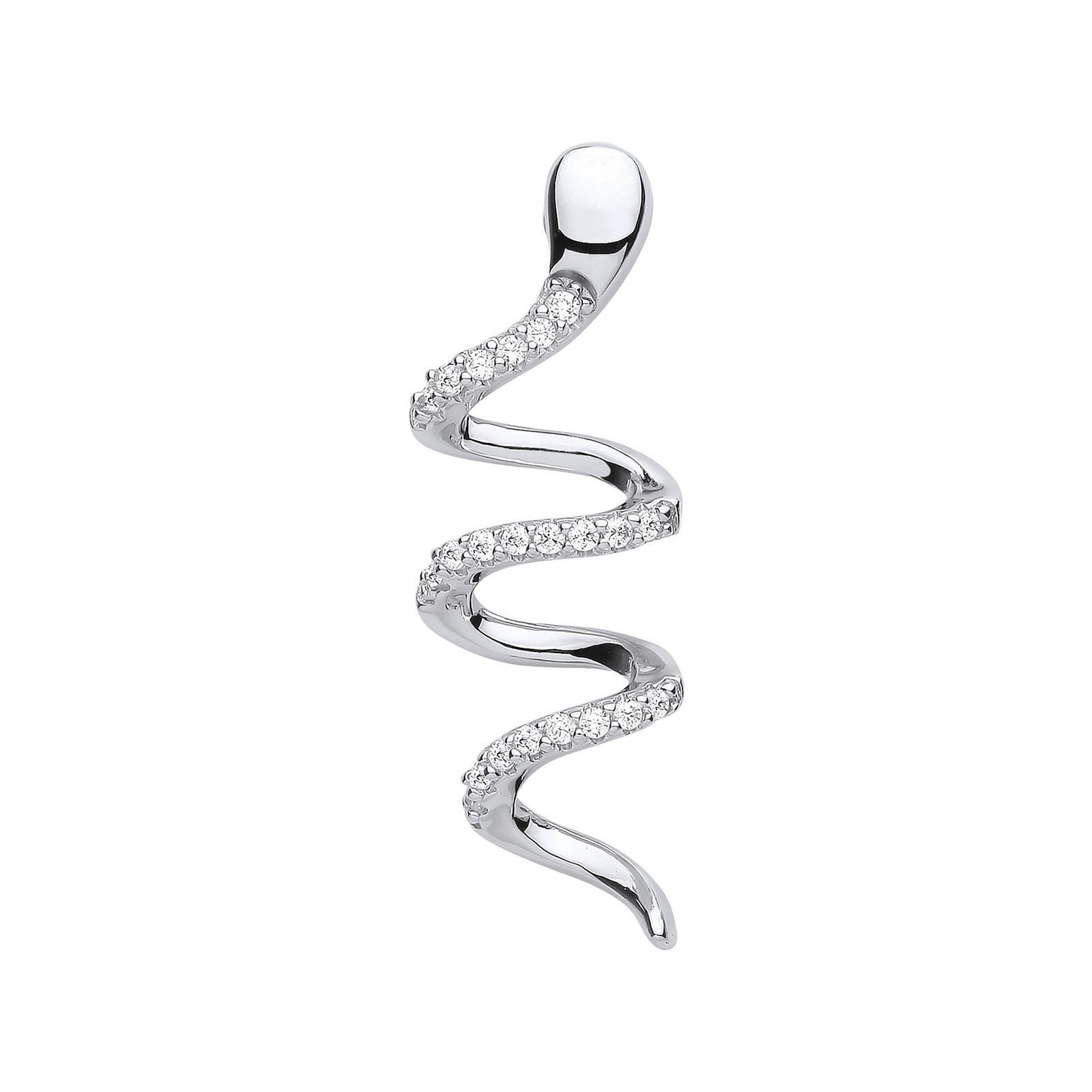 Silver Snake Cubic Zirconia Drop Pendant - Fine Necklace - Certified Authentic - Swiss Made – Luxury Jewellery by Impe